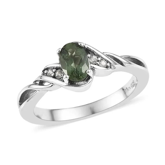 Tanzanian Natural Green Apatite and White Zircon Ring and Pendant Necklace - Picture 3 of 8